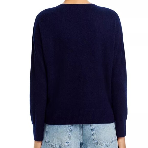 🇮🇹 NWT Cashmere Navy and Red Crew Neck Sweater~Dolce Vita 🇮🇹 - Picture 5 of 5